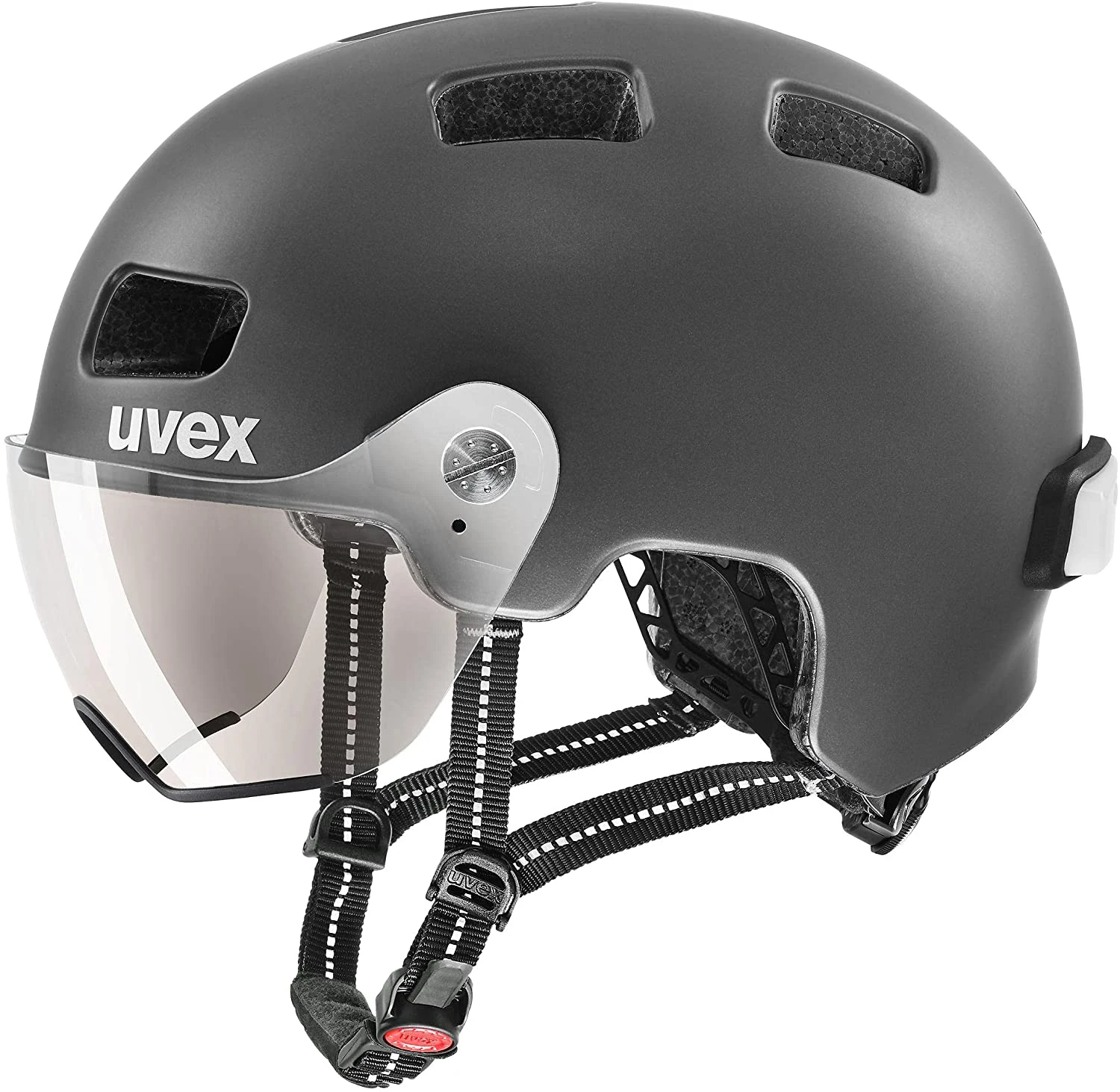 Uvex Rush Visor Visier Fahrradhelm - Dark Silver Mat 1 Uvex Rush Visor Visier Fahrradhelm - Dark Silver Mat